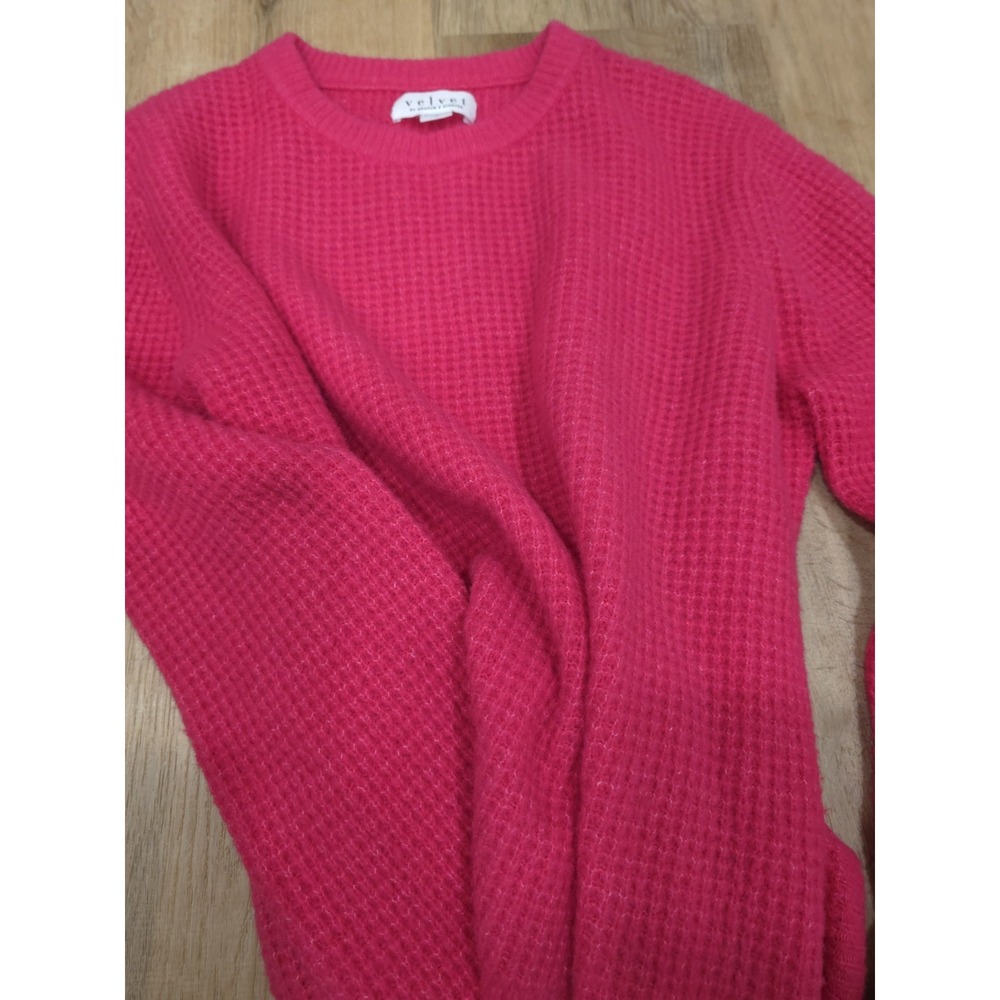Velvet by Graham & Spencer Pink Waffle Knit Sweater (Size M) - Wool & Yak Blend,